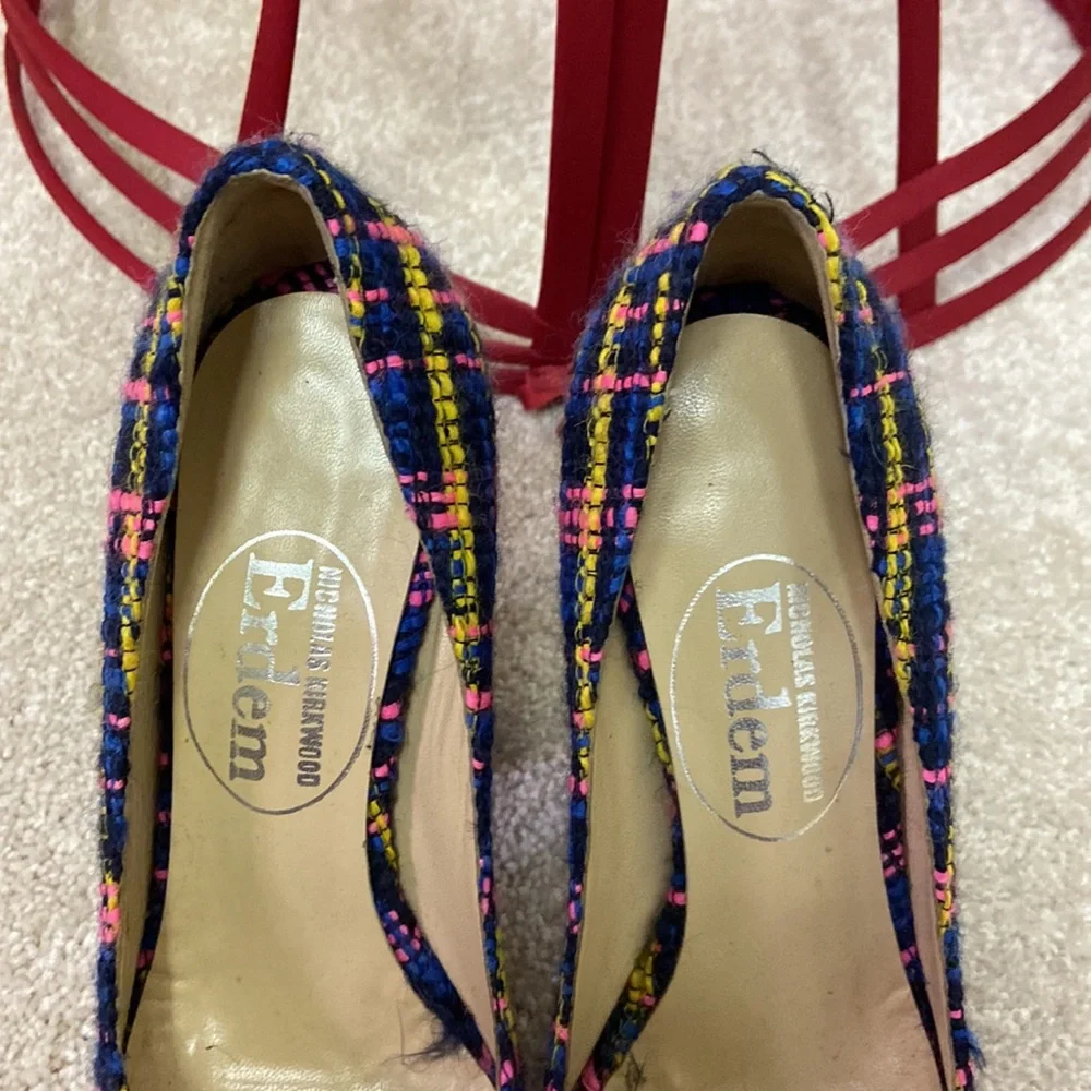 Erdem x Nicholas Kirkwood plaid shoes with funky lucite heel size 37.5 - Picture 4 of 10